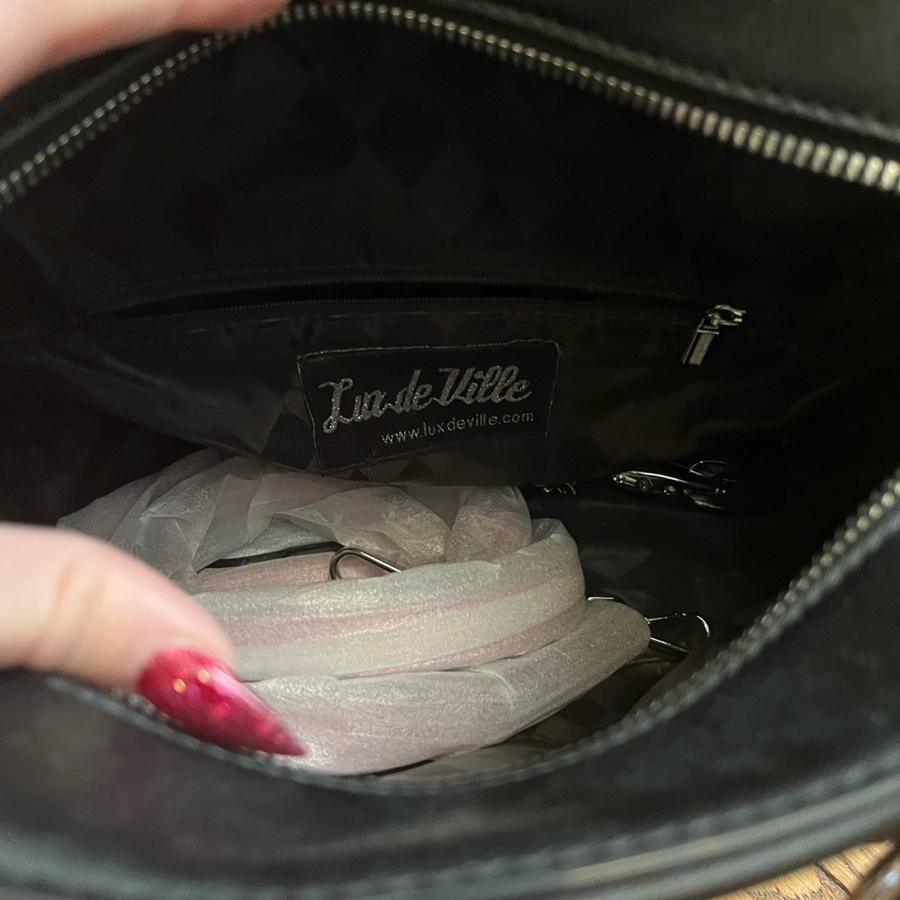 Lux de Ville Glittery Pink and Black Blast Off Tote - Picture 3 of 6